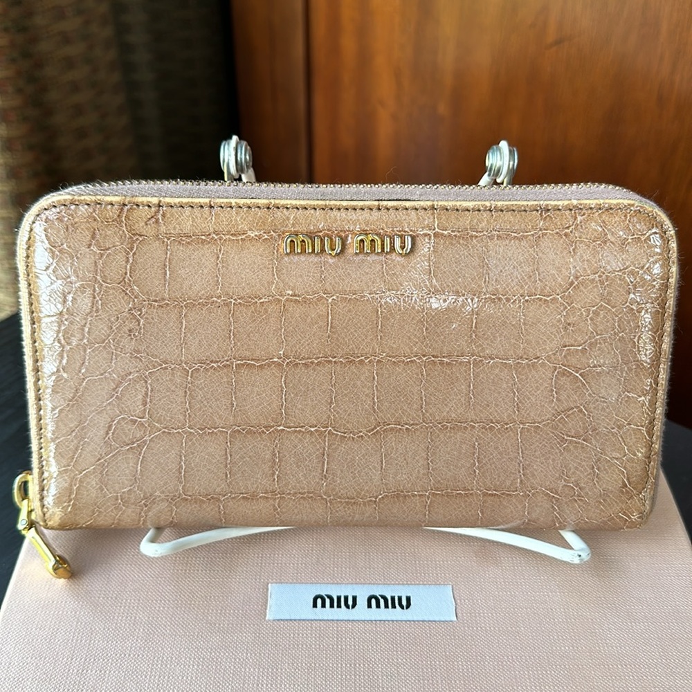 Miu Miu Crocodile Embossed Zip Around Long Wallet - image 6
